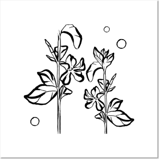 Spring flowers line drawing Posters and Art